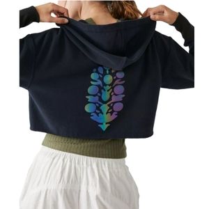 Free People Half Time Holographic Logo Crop Hoodie.